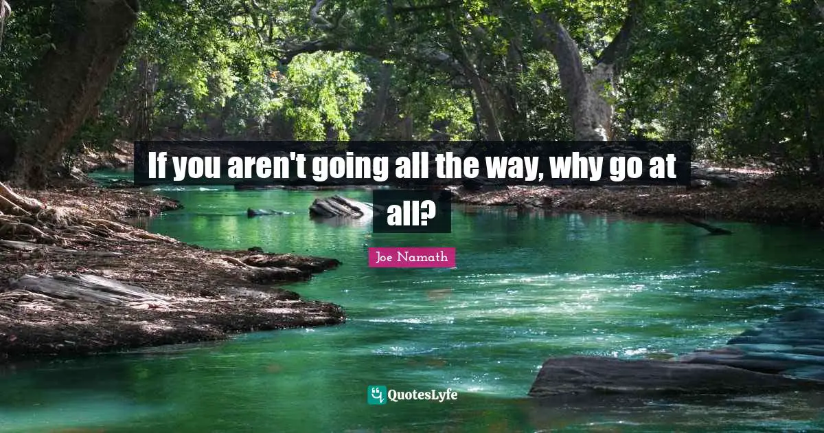 Motivational Inspirational Quotes: "If you aren't going all the way, why go at all?"