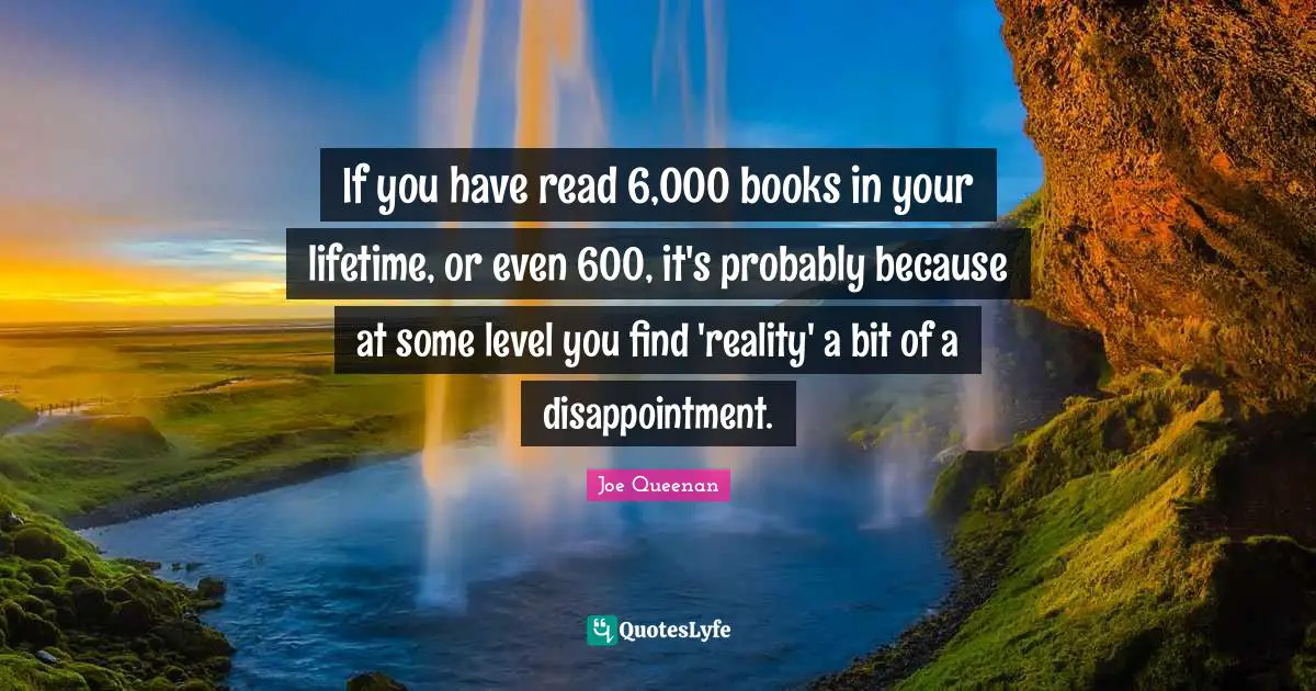 If you have read 6,000 books in your lifetime, or even 600, it's probably because at some level you find 'reality' a bit of a disappointment.
