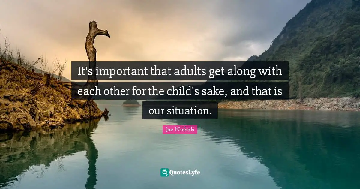 It's important that adults get along with each other for the child's sake, and that is our situation.