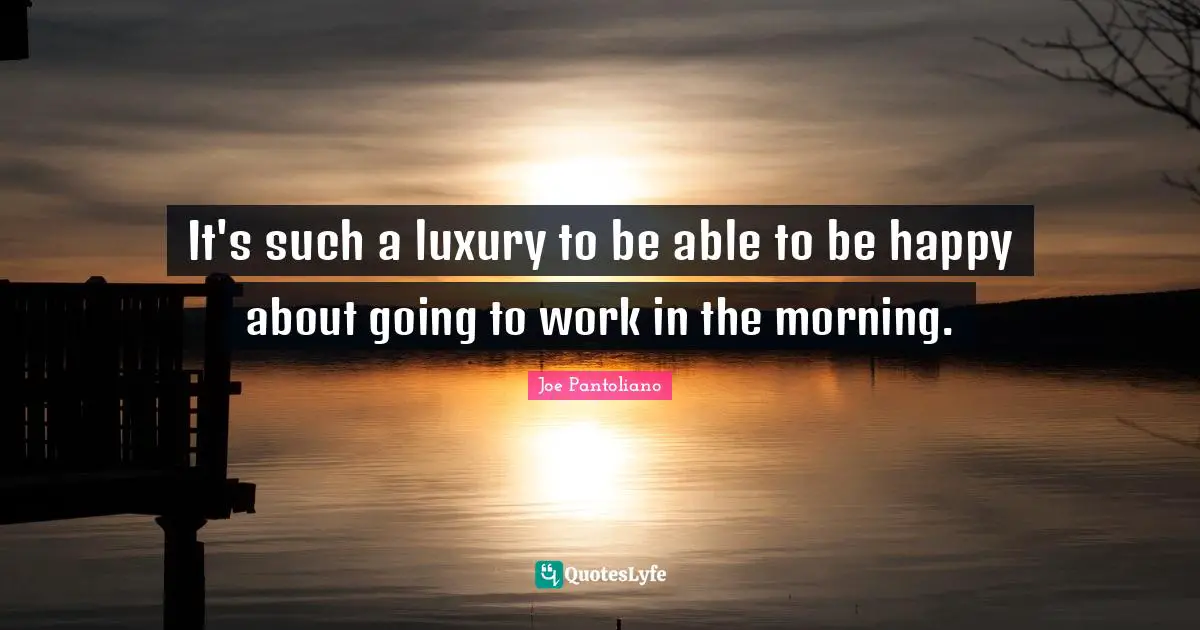 Joe Pantoliano Quotes: "It's such a luxury to be able to be happy about going to work in the morning."