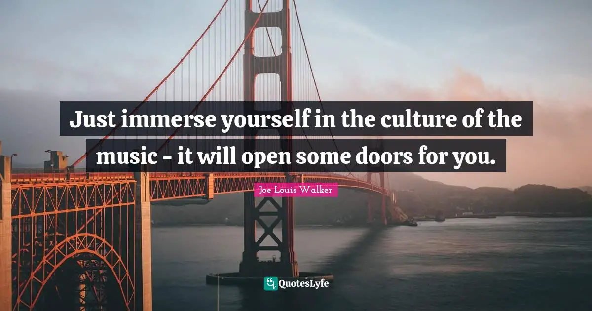 Joe Louis Walker Quotes: Just immerse yourself in the culture of the music - it will open some doors for you.