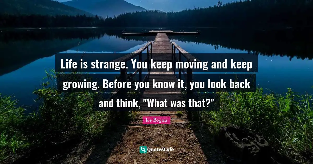 Joe Rogan Quotes: "Life is strange. You keep moving and keep growing. Before you know it, you look back and think, "What was that?""