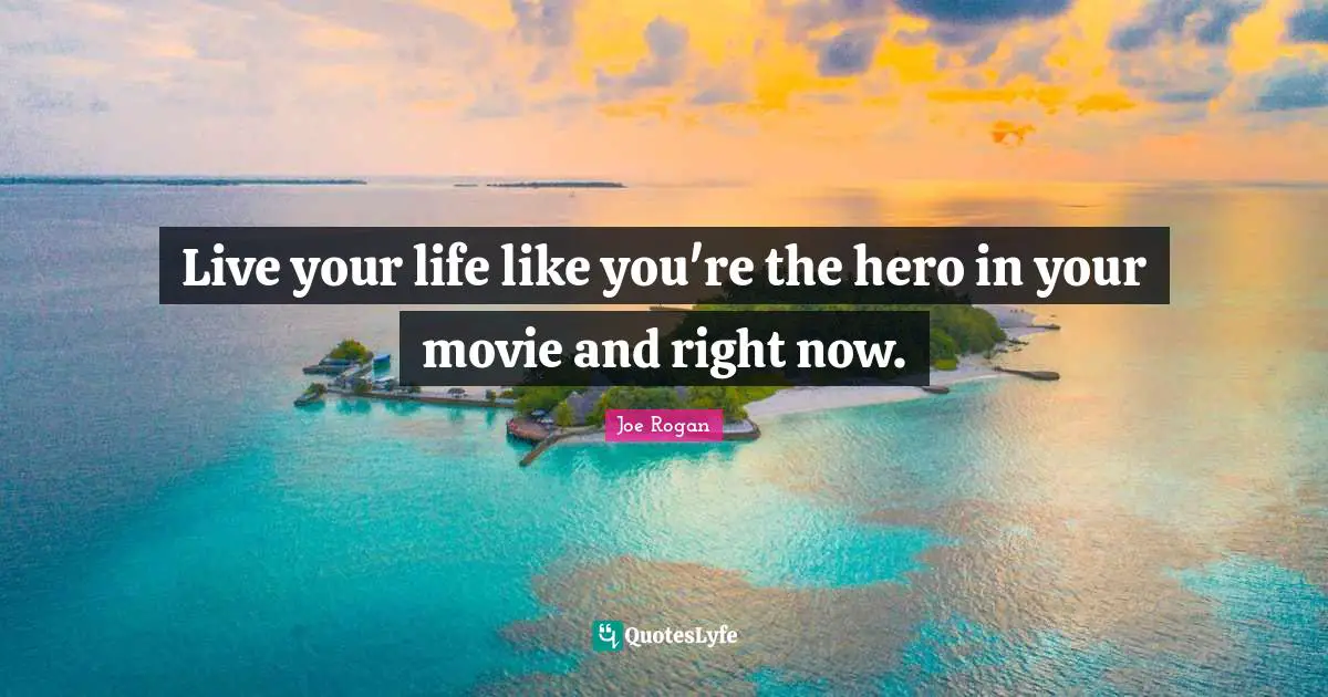 Joe Rogan Quotes: "Live your life like you're the hero in your movie and right now."