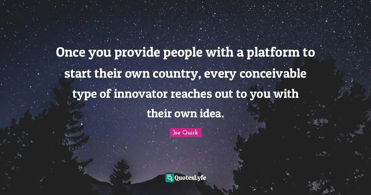 Once you provide people with a platform to start their own country, every conceivable type of innovator reaches out to you with their own idea.