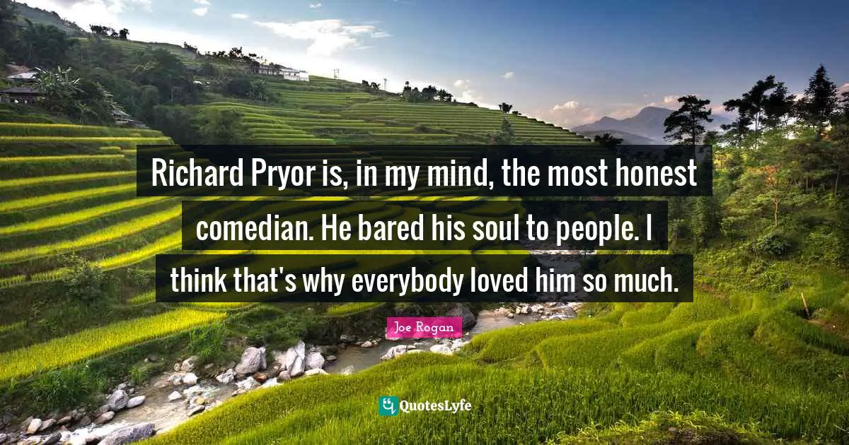 Richard Pryor is, in my mind, the most honest comedian. He bared his soul to people. I think that's why everybody loved him so much.
