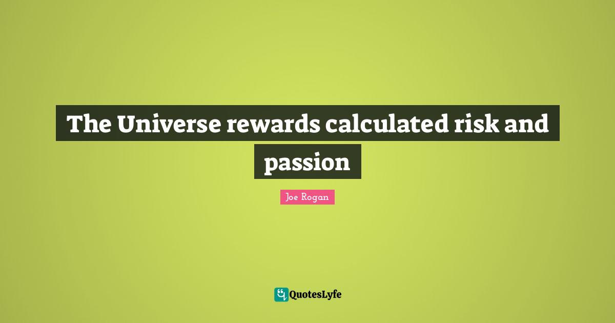 Joe Rogan Quotes: "The Universe rewards calculated risk and passion"