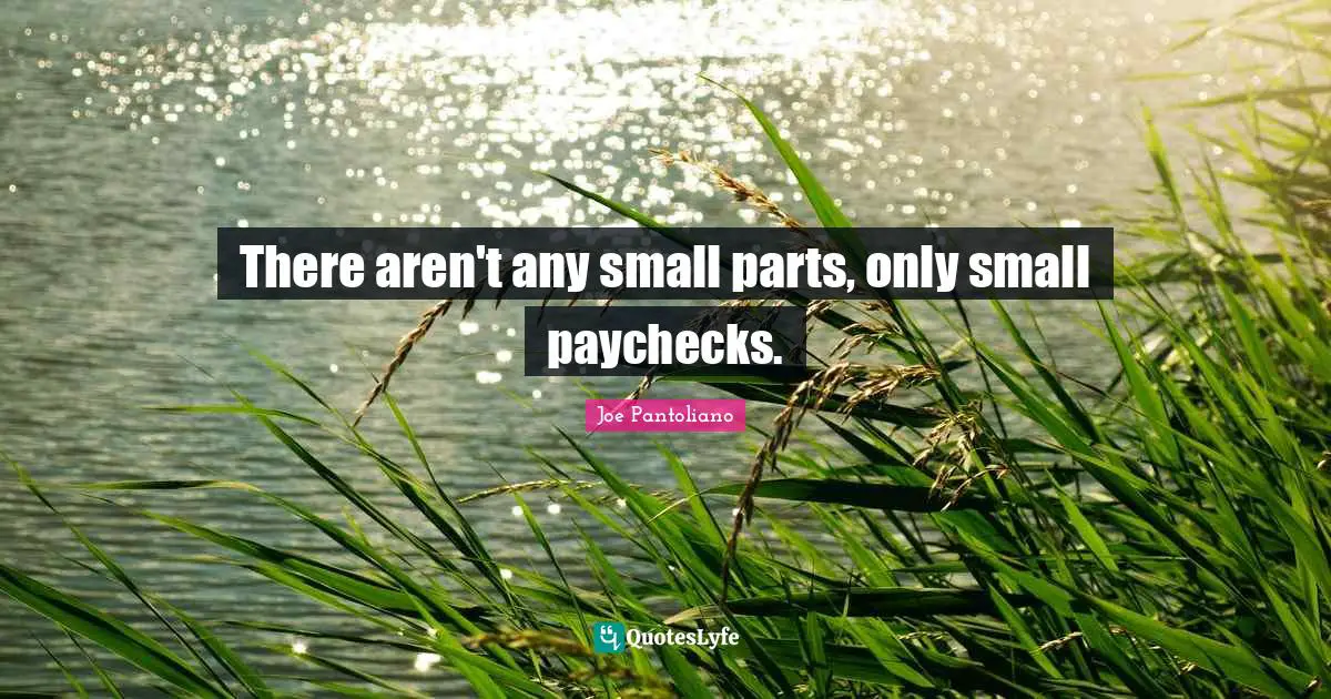 Joe Pantoliano Quotes: "There aren't any small parts, only small paychecks."