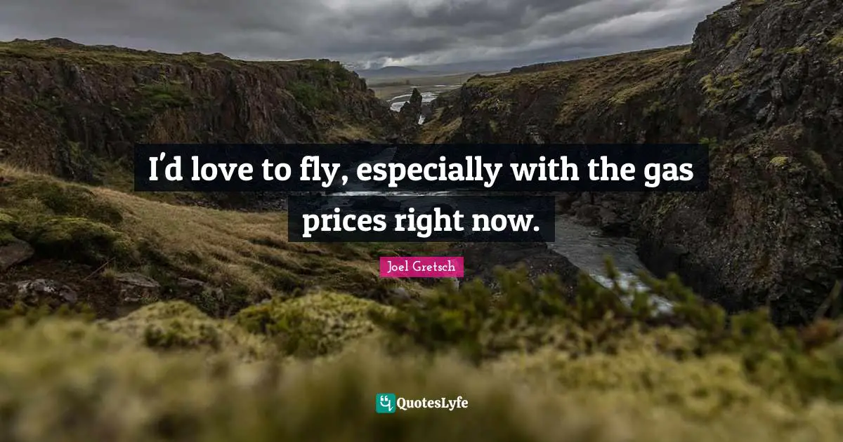 I'd love to fly, especially with the gas prices right now.
