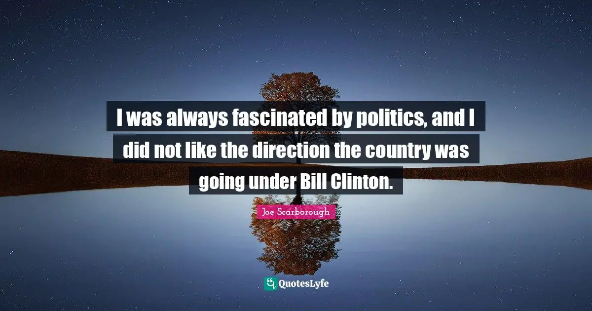 I was always fascinated by politics, and I did not like the direction the country was going under Bill Clinton.