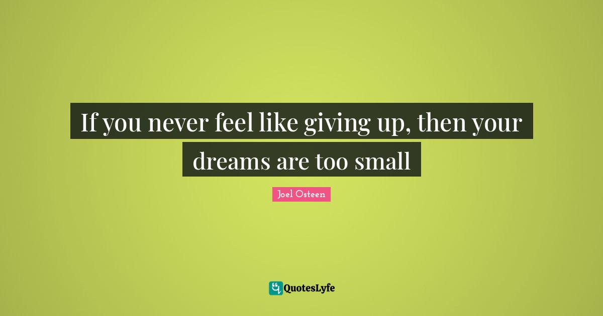 If you never feel like giving up, then your dreams are too small
