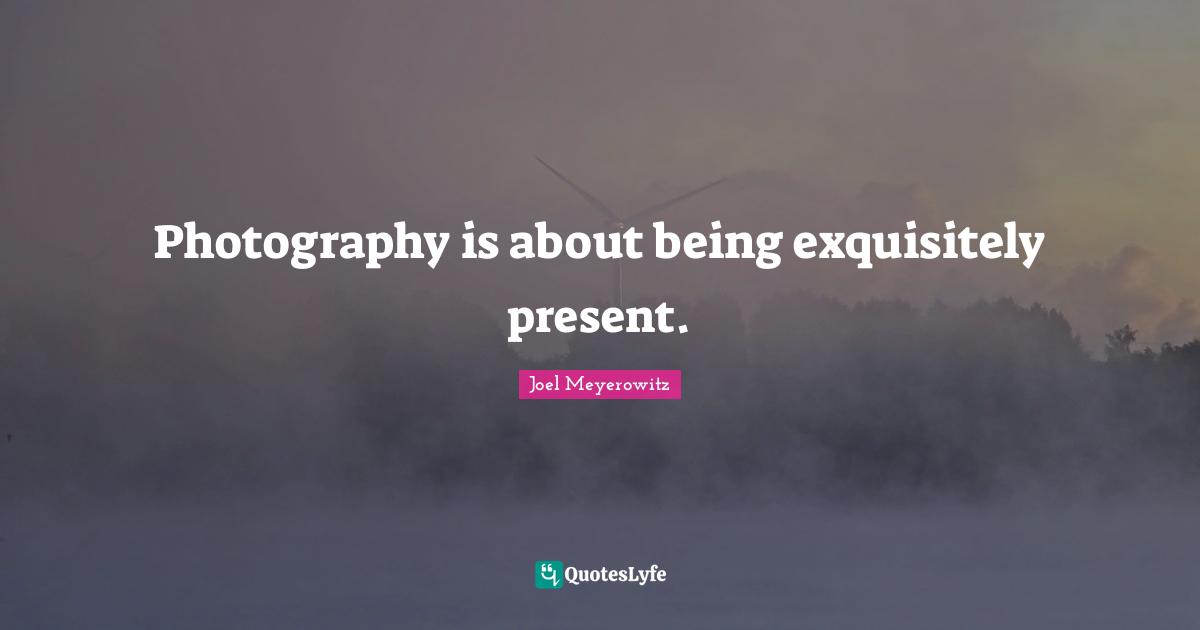 Photography is about being exquisitely present.