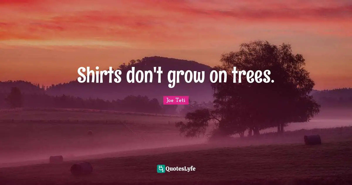 Shirts don't grow on trees.