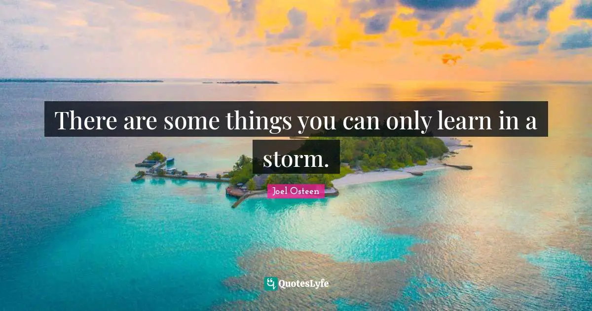 Joel Osteen Quotes: "There are some things you can only learn in a storm."