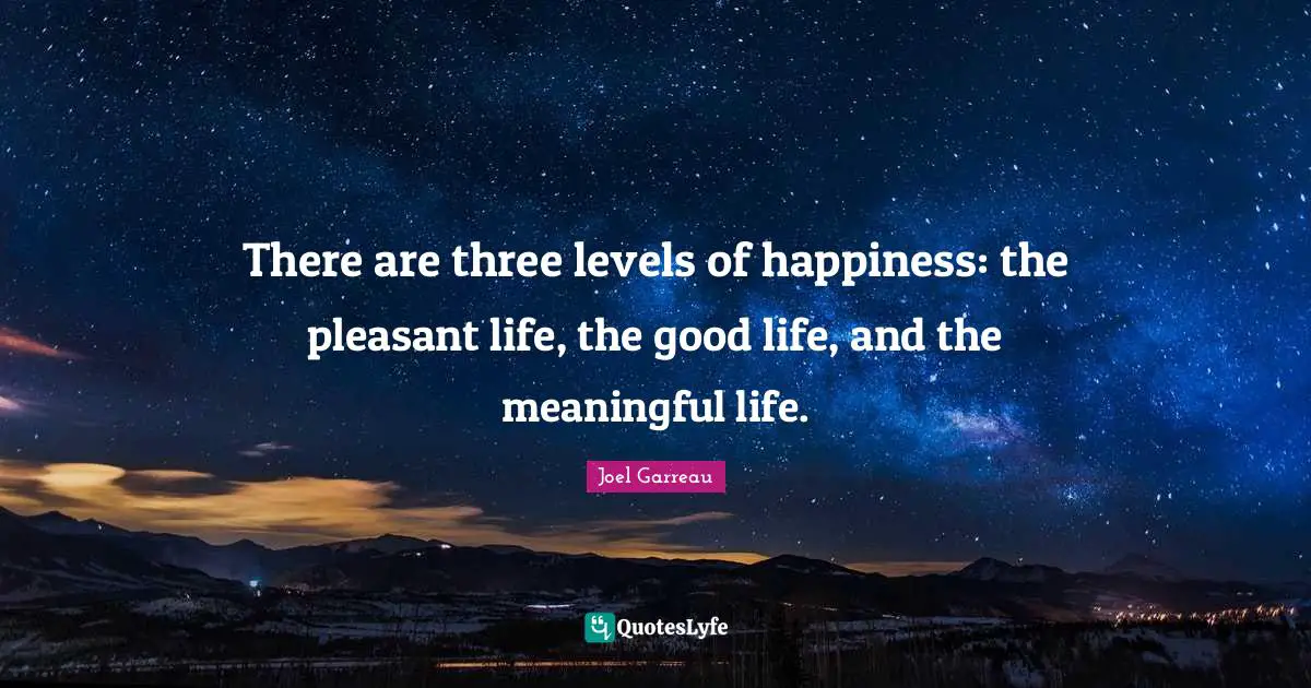 There are three levels of happiness: the pleasant life, the good life, and the meaningful life.