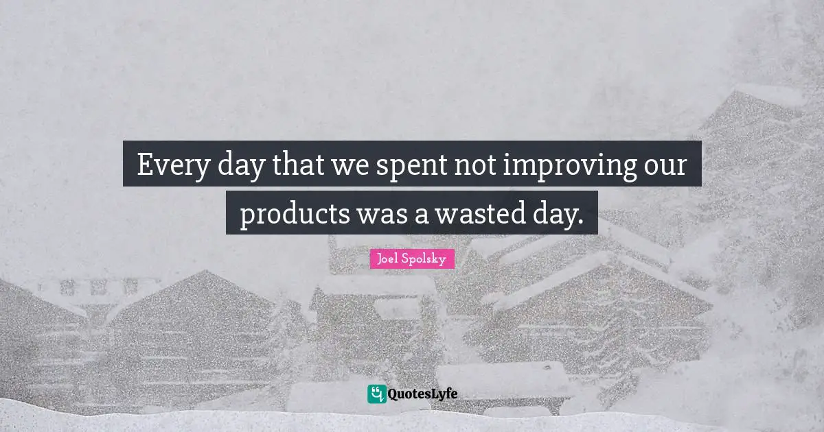 Every day that we spent not improving our products was a wasted day.