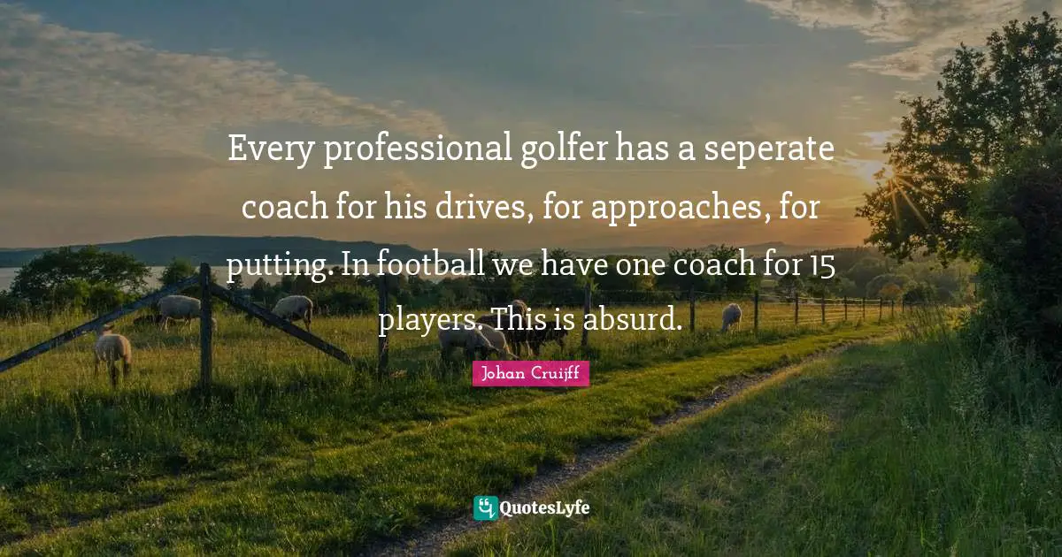 Every professional golfer has a seperate coach for his drives, for approaches, for putting. In football we have one coach for 15 players. This is absurd.