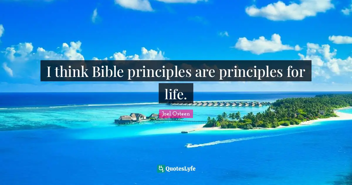 I think Bible principles are principles for life.