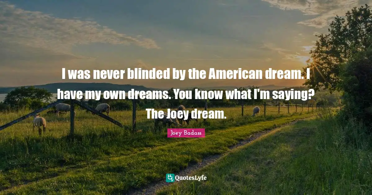 American Dream Quotes: "I was never blinded by the American dream. I have my own dreams. You know what I'm saying? The Joey dream."
