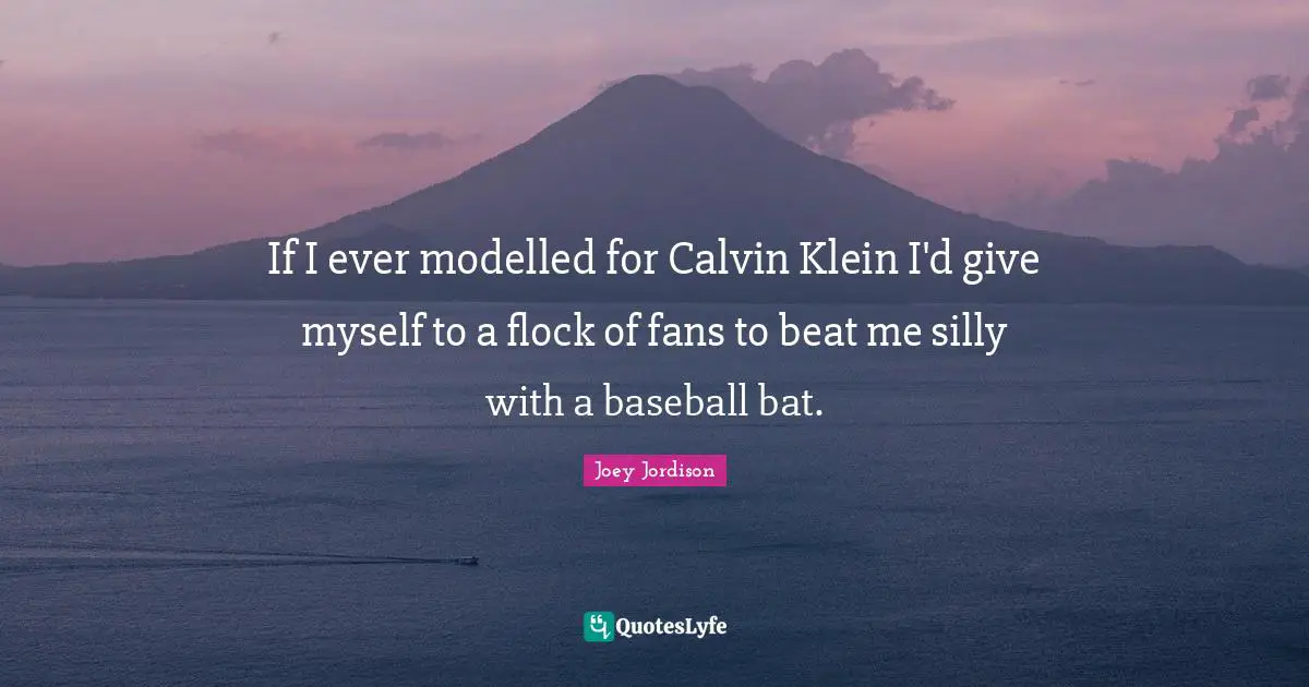 If I ever modelled for Calvin Klein I'd give myself to a flock of fans to beat me silly with a baseball bat.