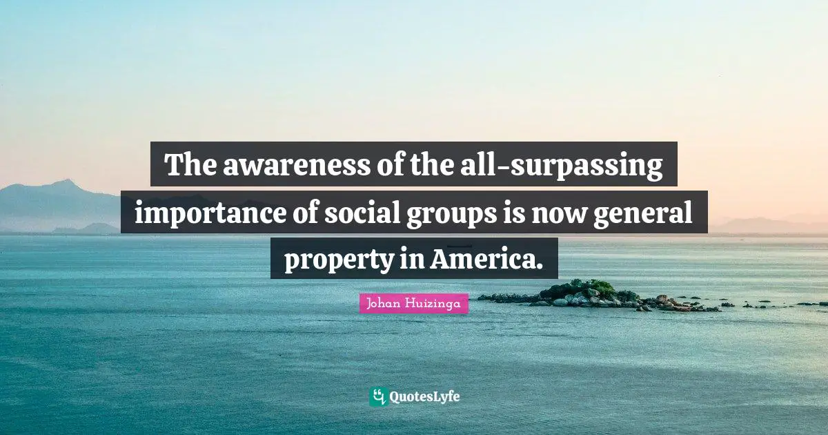The awareness of the all-surpassing importance of social groups is now general property in America.
