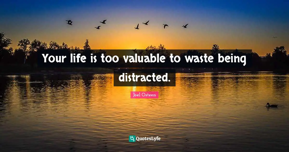 Your life is too valuable to waste being distracted.