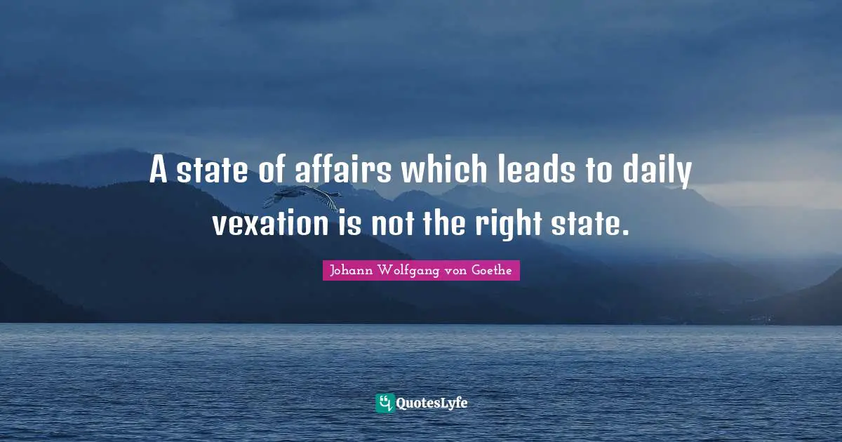 Vexation Quotes: "A state of affairs which leads to daily vexation is not the right state."