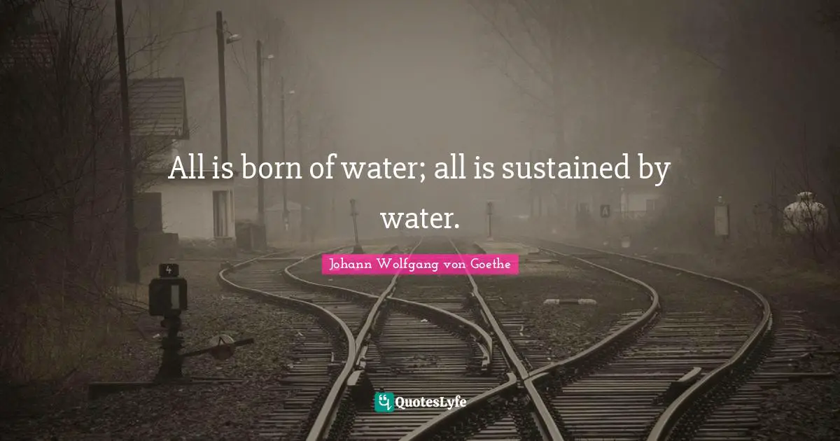 All is born of water; all is sustained by water.