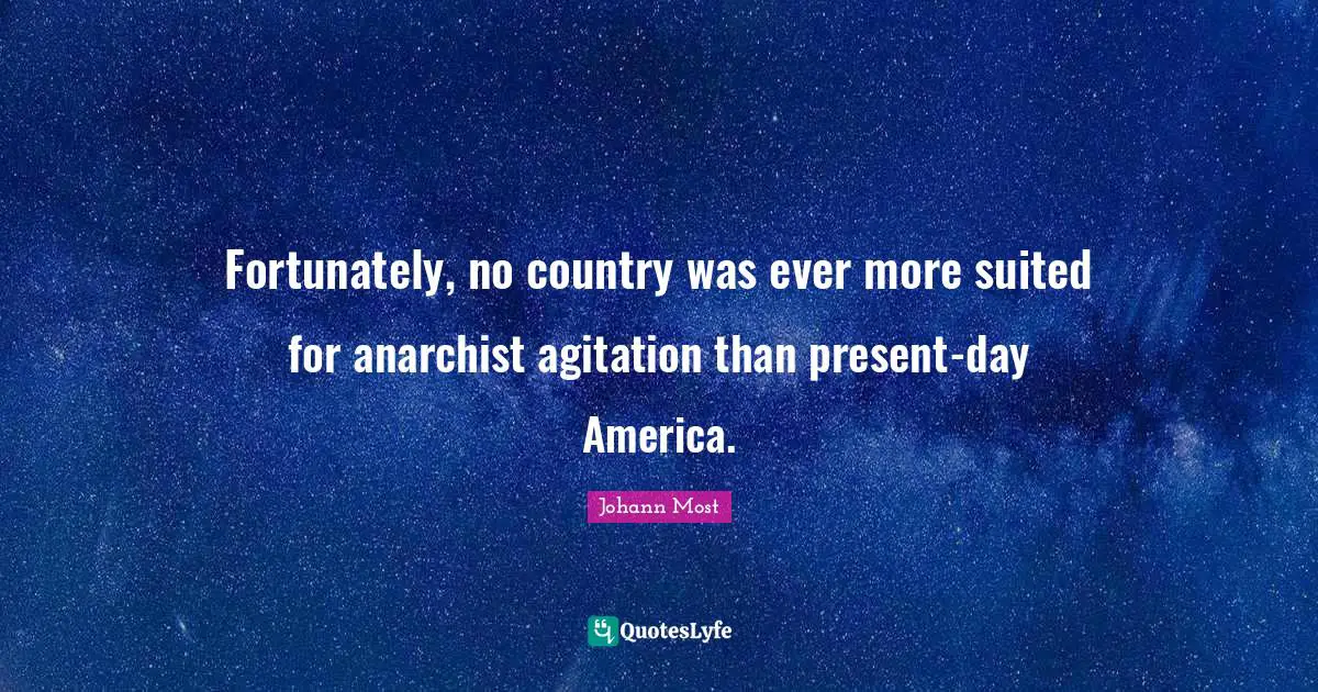 Fortunately, no country was ever more suited for anarchist agitation than present-day America.