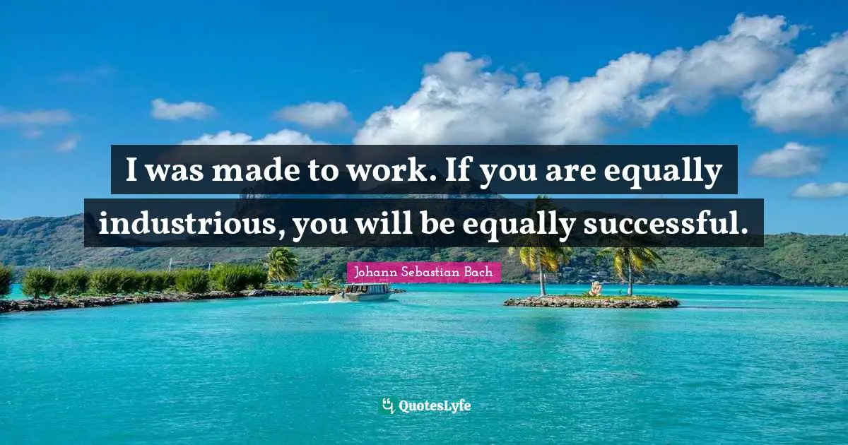 SebastiAn Quotes: "I was made to work. If you are equally industrious, you will be equally successful."