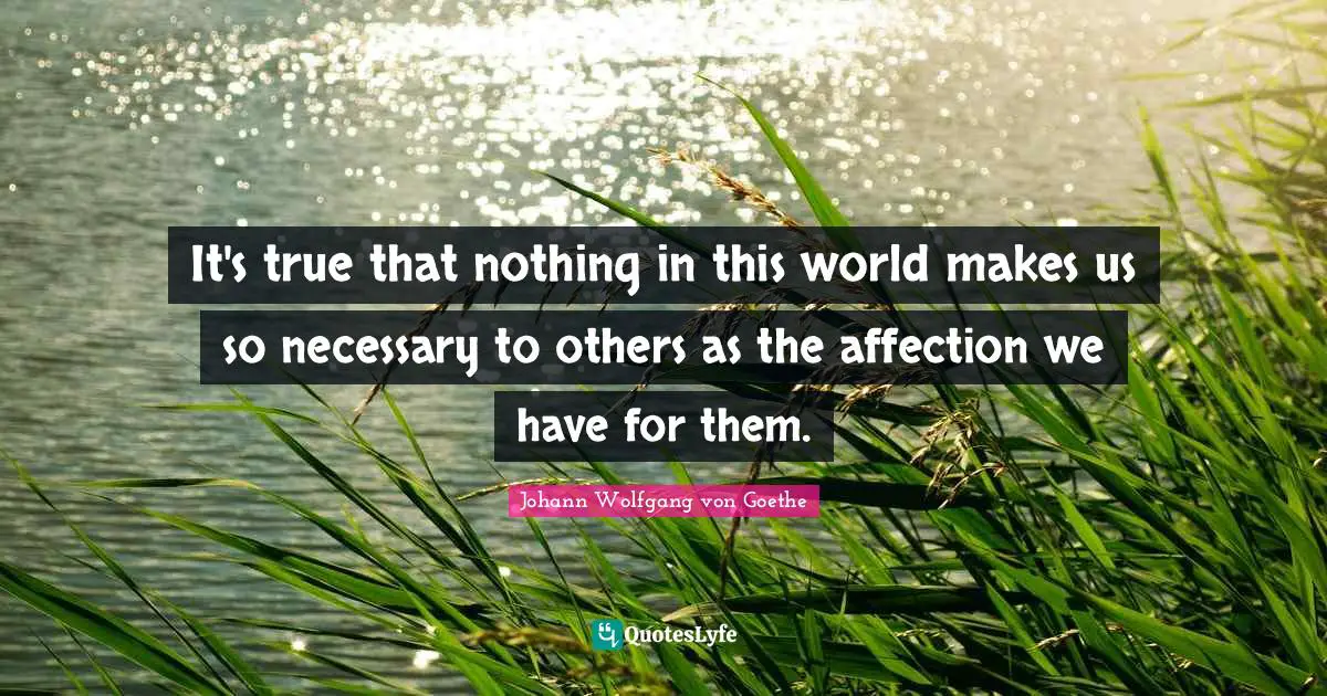 It's true that nothing in this world makes us so necessary to others as the affection we have for them.