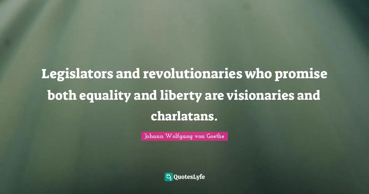 Visionaries Quotes: "Legislators and revolutionaries who promise both equality and liberty are visionaries and charlatans."