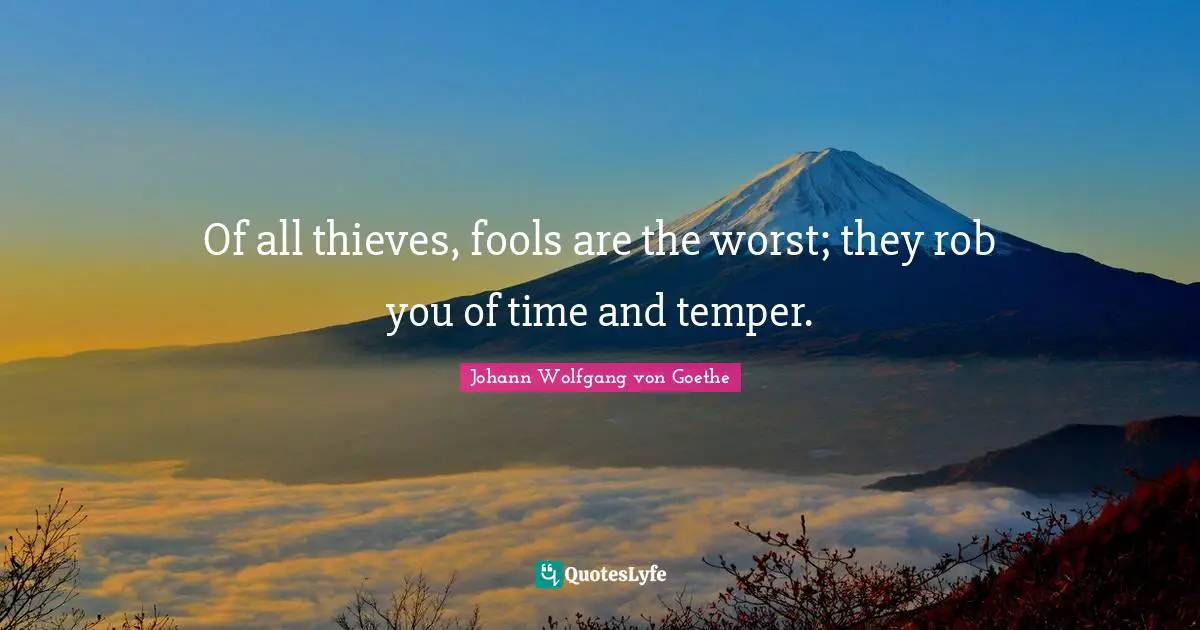 Of all thieves, fools are the worst; they rob you of time and temper.
