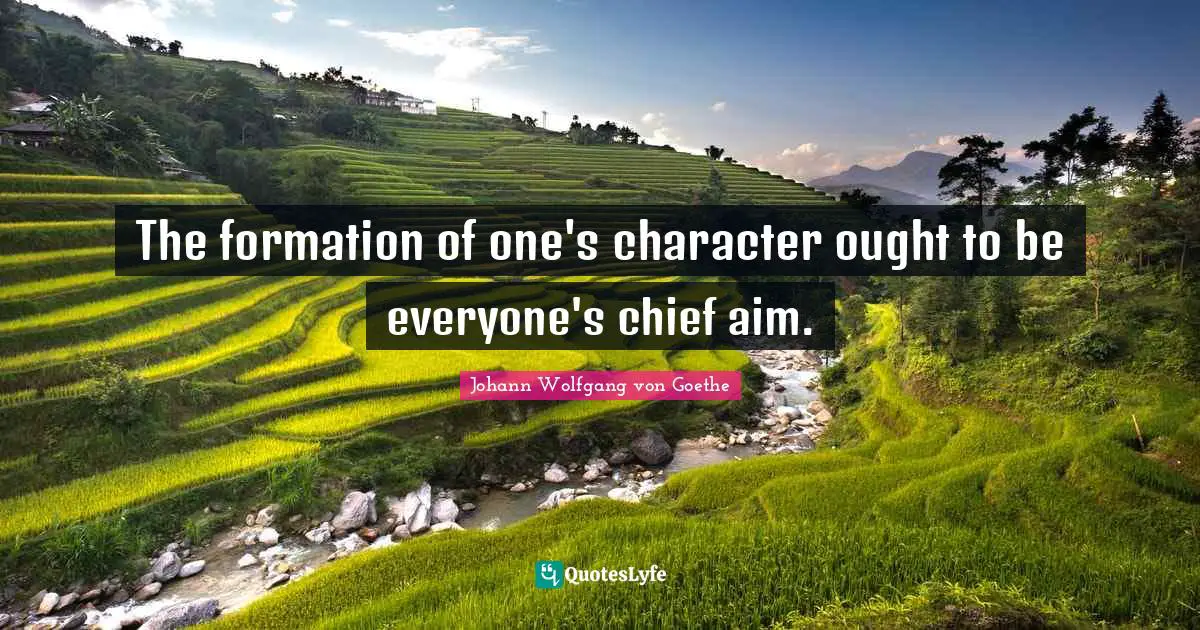 The formation of one's character ought to be everyone's chief aim.