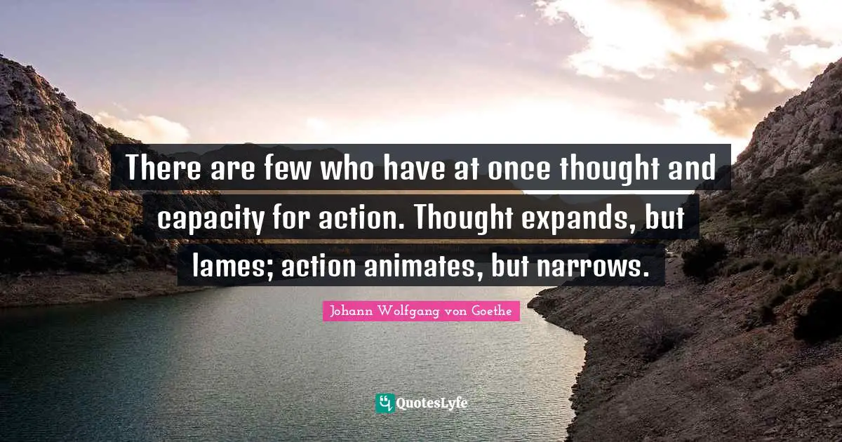 There are few who have at once thought and capacity for action. Thought expands, but lames; action animates, but narrows.