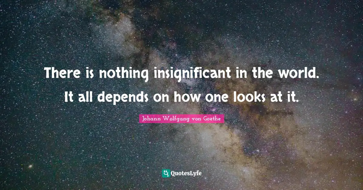 There is nothing insignificant in the world. It all depends on how one looks at it.