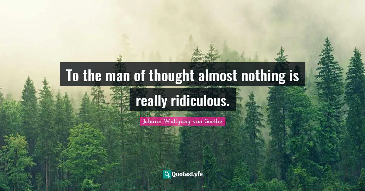 To the man of thought almost nothing is really ridiculous.