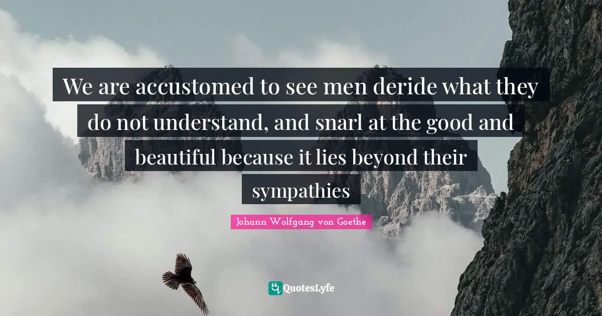 We are accustomed to see men deride what they do not understand, and snarl at the good and beautiful because it lies beyond their sympathies
