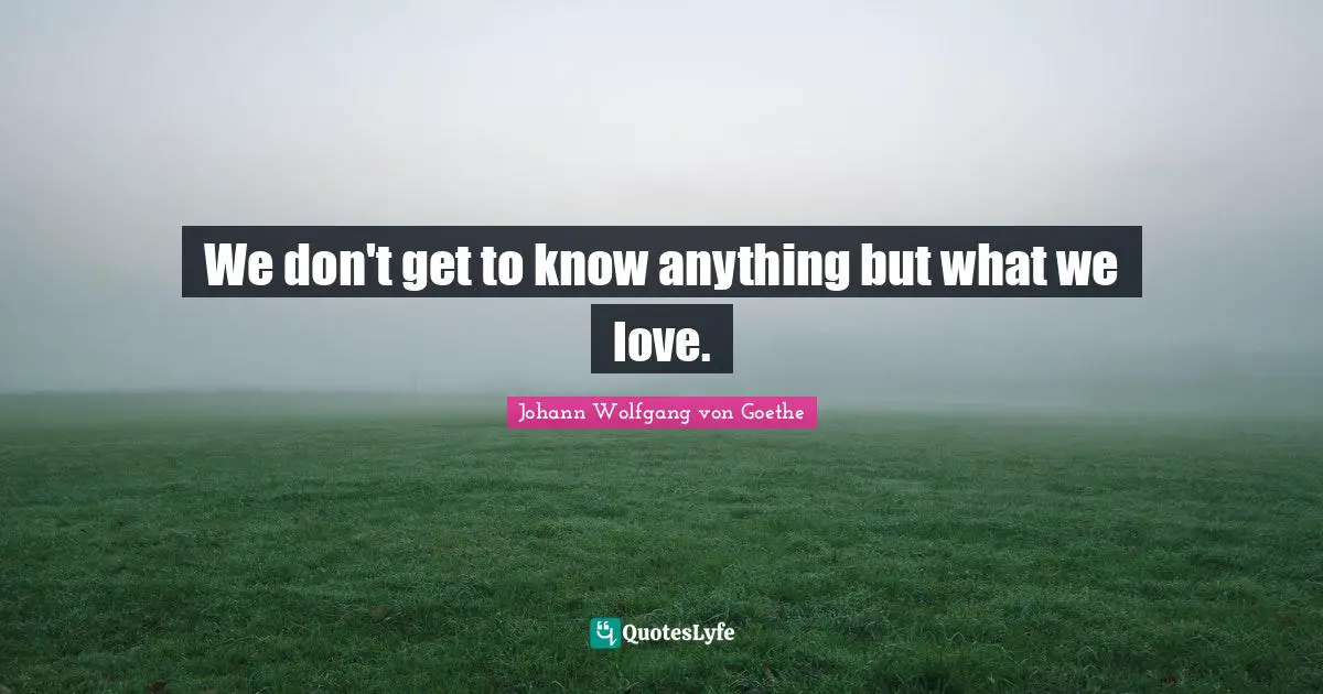 We don't get to know anything but what we love.
