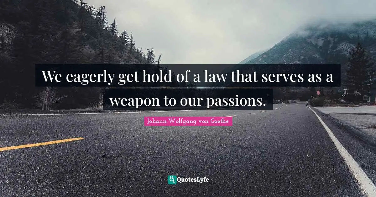 We eagerly get hold of a law that serves as a weapon to our passions.