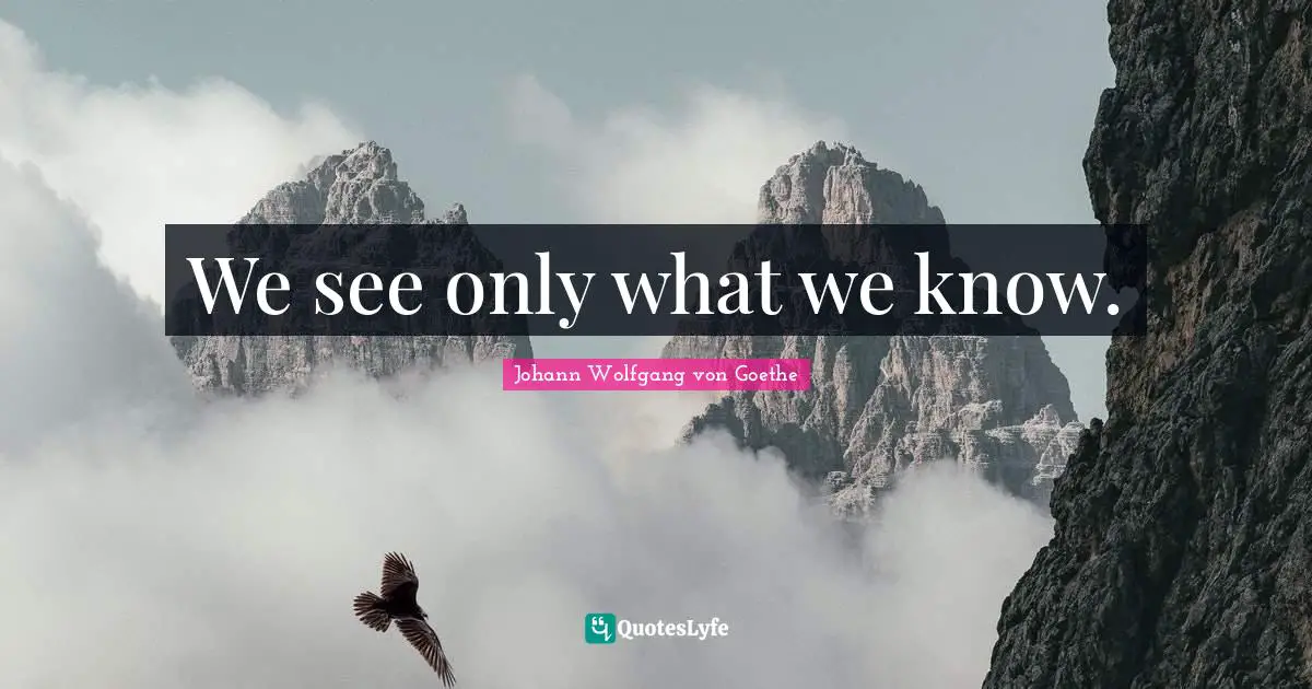 We see only what we know.