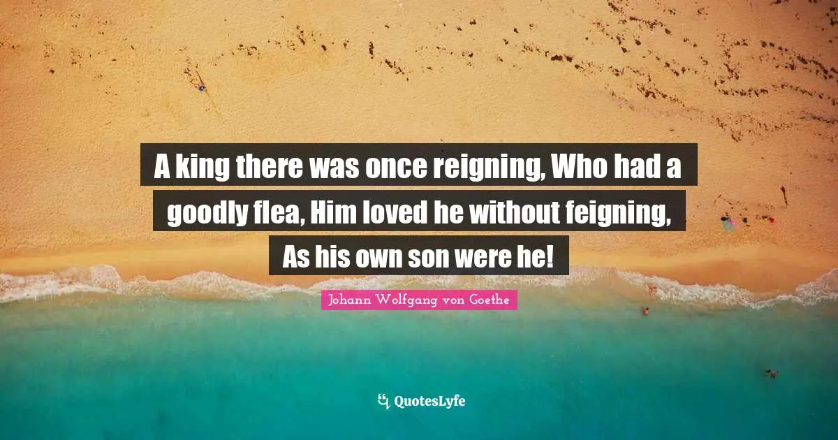 A king there was once reigning, Who had a goodly flea, Him loved he without feigning, As his own son were he!