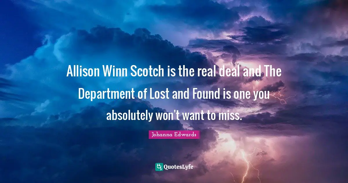 Allison Winn Scotch is the real deal and The Department of Lost and Found is one you absolutely won't want to miss.