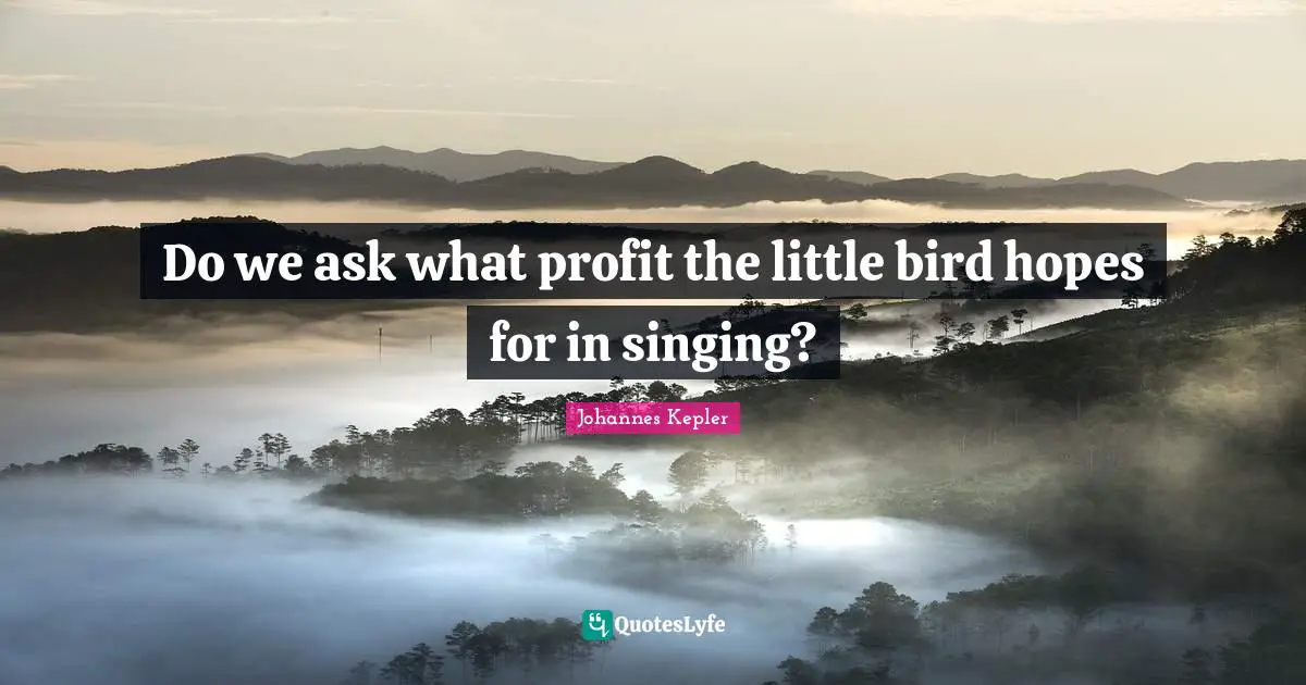 Johannes Kepler Quotes: "Do we ask what profit the little bird hopes for in singing?"