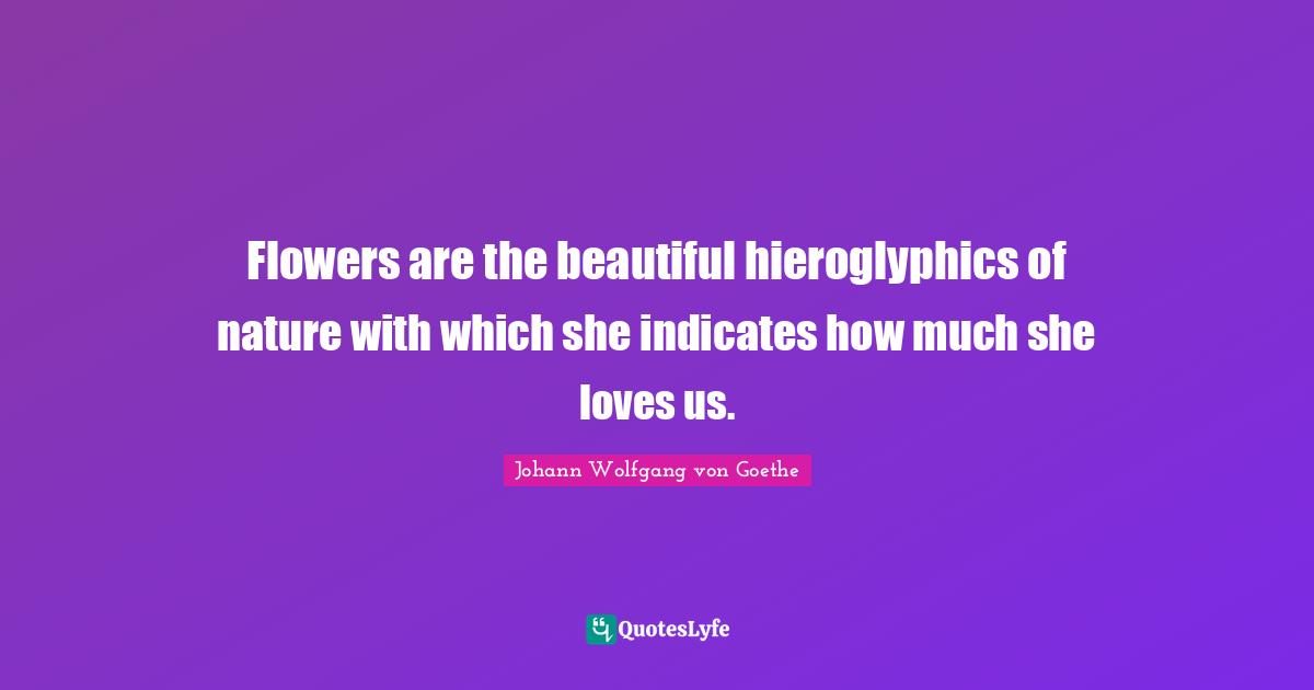Flowers are the beautiful hieroglyphics of nature with which she indicates how much she loves us.