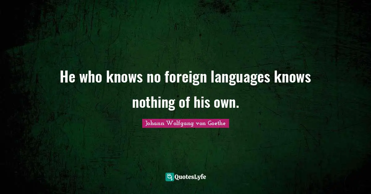 He who knows no foreign languages knows nothing of his own.