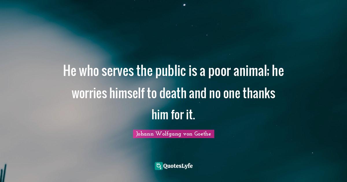 He who serves the public is a poor animal; he worries himself to death and no one thanks him for it.