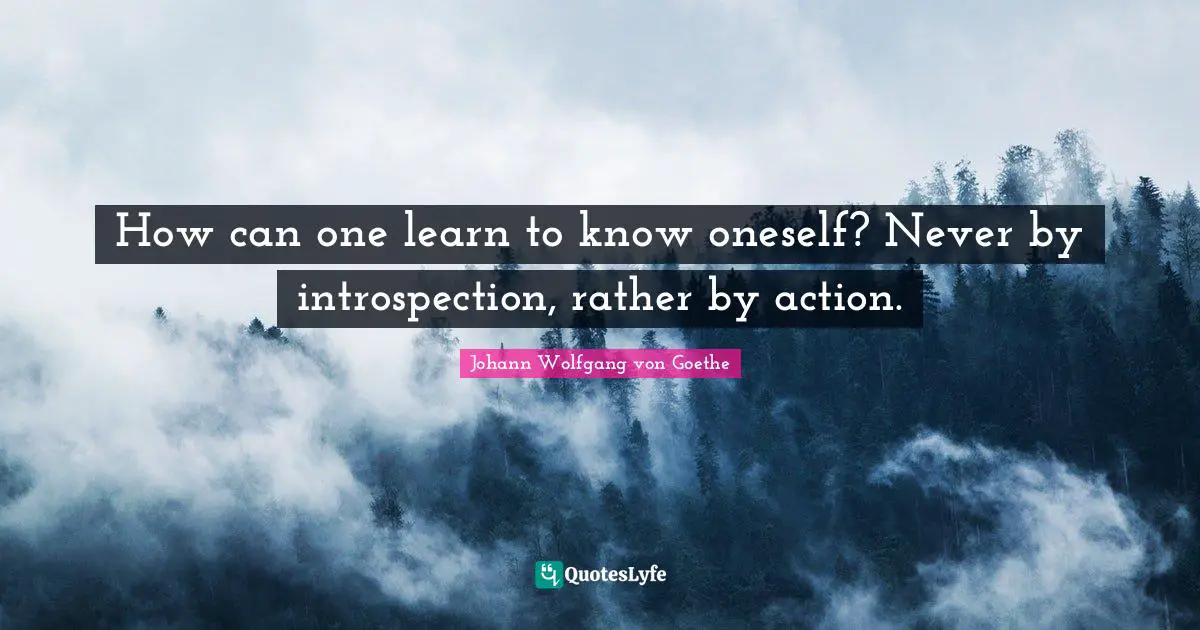 How can one learn to know oneself? Never by introspection, rather by action.