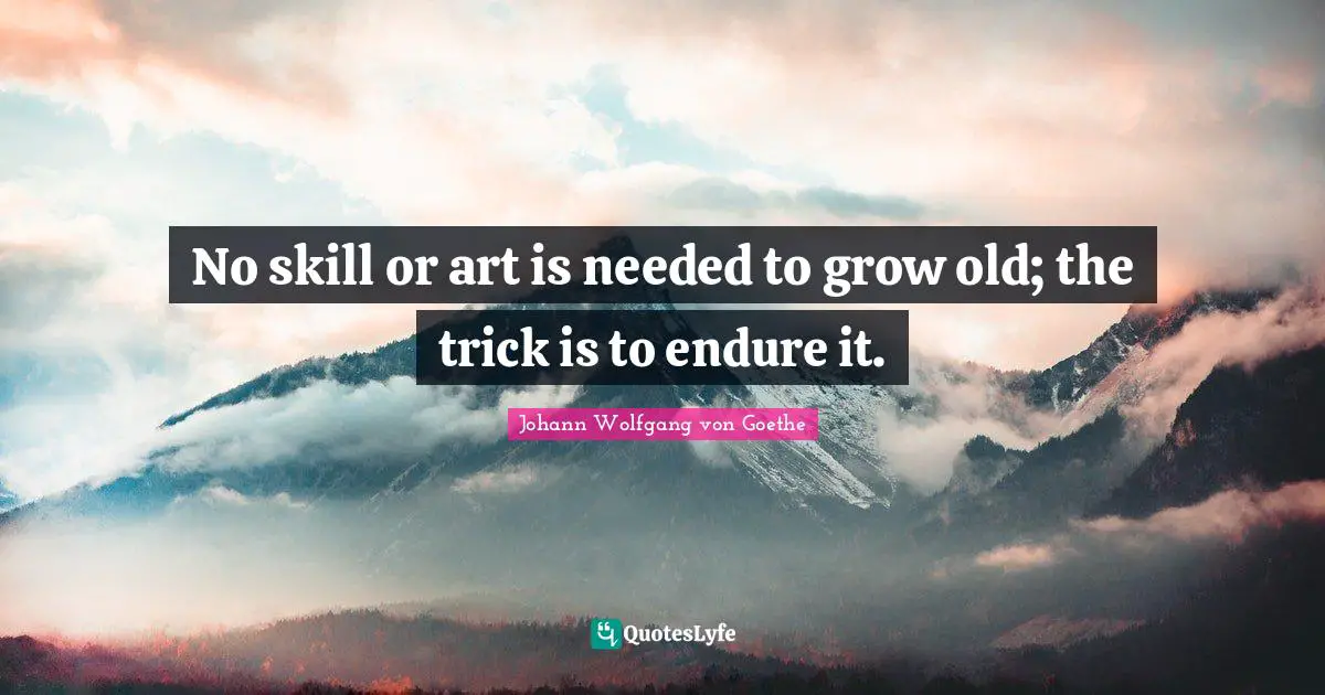 No skill or art is needed to grow old; the trick is to endure it.
