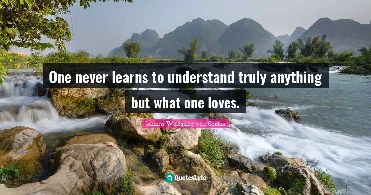 One never learns to understand truly anything but what one loves.