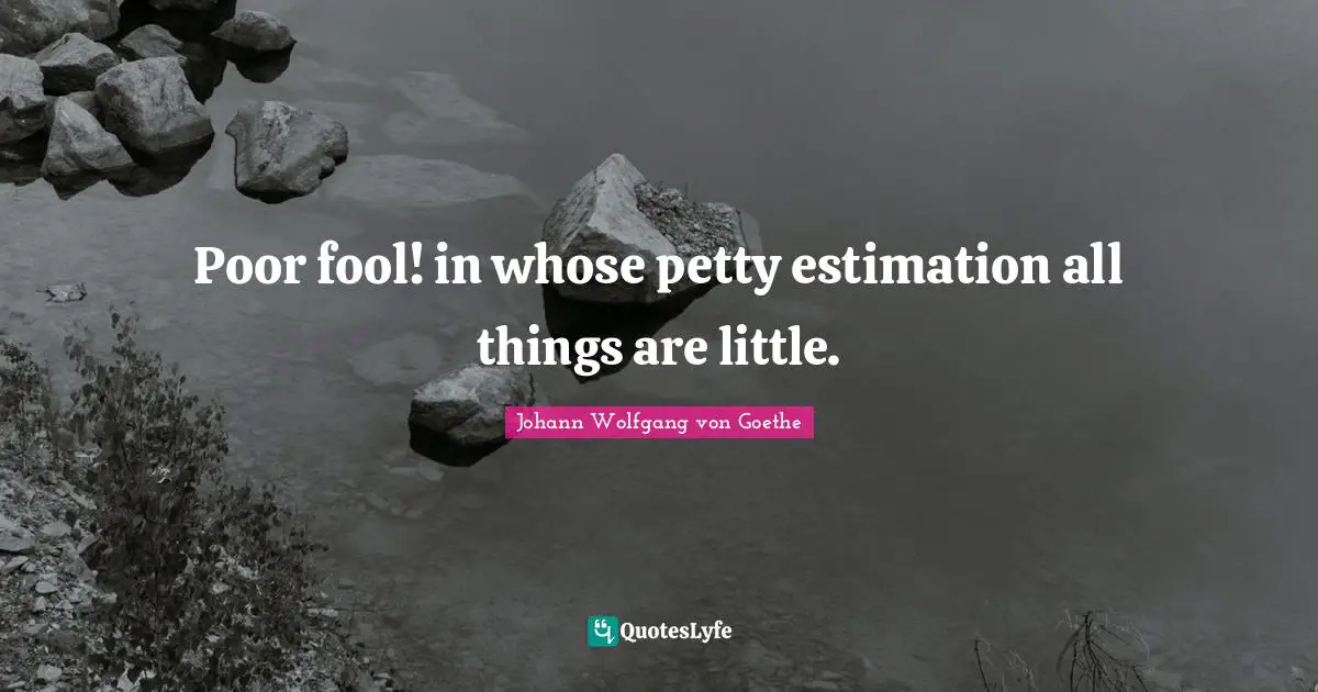 Estimation Quotes: "Poor fool! in whose petty estimation all things are little."